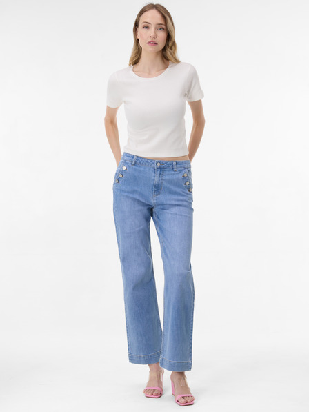 Orsay Tricou crop pentru femei crem cu mânecă scurtă ORSAY
