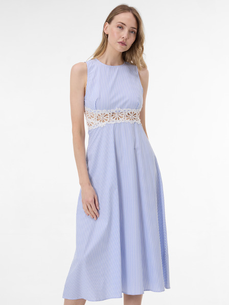 Orsay Rochie midi pentru femei albastru deschis în dungi cu dantelă ORSAY