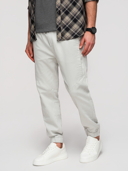 Ombre Clothing Pantaloni jogger tricotați pentru bărbați cu cusături pe ciorap - gri deschis V3 P1521 Ombre Clothing