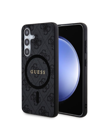 Guess Guess PU Leather 4G Colored Ring MagSafe Carcasă Spate pentru Samsung Galaxy S24 Black