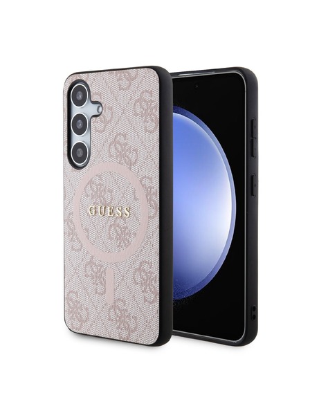 Guess Guess PU Leather 4G Colored Ring MagSafe Carcasă Spate pentru Samsung Galaxy S24 Pink