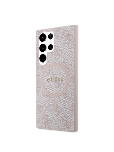Guess Guess PU Leather 4G Colored Ring MagSafe Carcasă Spate pentru Samsung Galaxy S24 Ultra Pink