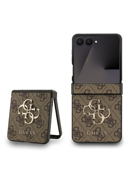 Guess Guess PU 4G Metal Logo Carcasă Spate pentru Samsung Galaxy Z Flip 7 Brown