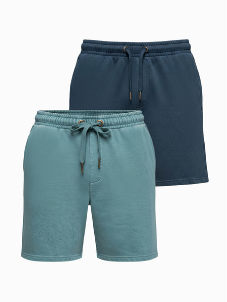 Ombre Clothing Set de două pantaloni scurți de trening cu talie liberă pentru bărbați - bleumarin închis/turcoaz V1 Z126 Ombre Clothing