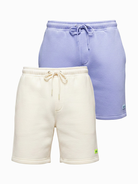 Ombre Clothing Set de două pantaloni scurți UNISEX cu talie elastică - crem/violet deschis V1 Z129 Ombre Clothing