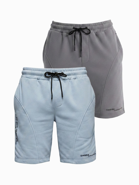 Ombre Clothing Set de două pantaloni scurți de trening pentru bărbați cu imprimeu - albastru deschis/gri V2 Z127 Ombre Clothing
