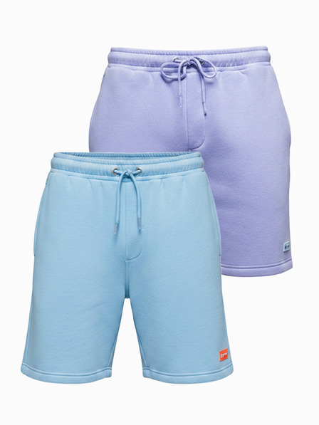 Ombre Clothing Set de două pantaloni scurți UNISEX cu talie elastică - albastru deschis/violet deschis V2 Z129 Ombre Clothing
