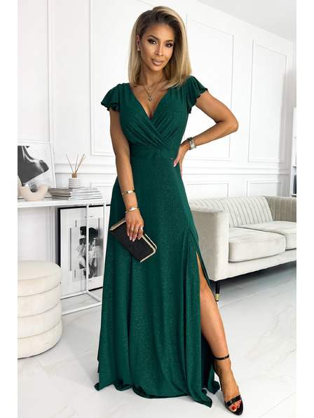 numoco Rochie lungă strălucitoare cu decolteu în formă de inimă - verde Numoco CRYSTAL