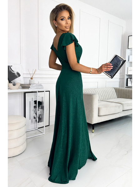 numoco Rochie lungă strălucitoare cu decolteu în formă de inimă - verde Numoco CRYSTAL