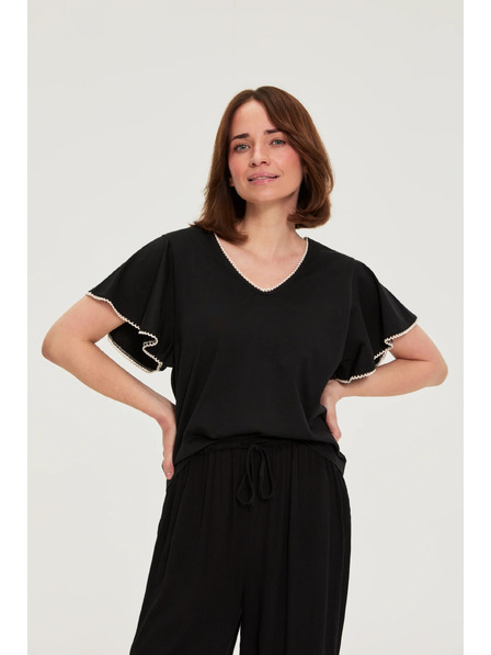 Moodo Bluza cu maneci late neagra Moodo
