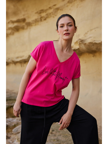 Moodo Tricou cu imprimeu roz Moodo