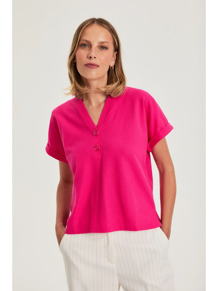 Moodo Bluză cu decolteu în V fucsia Moodo