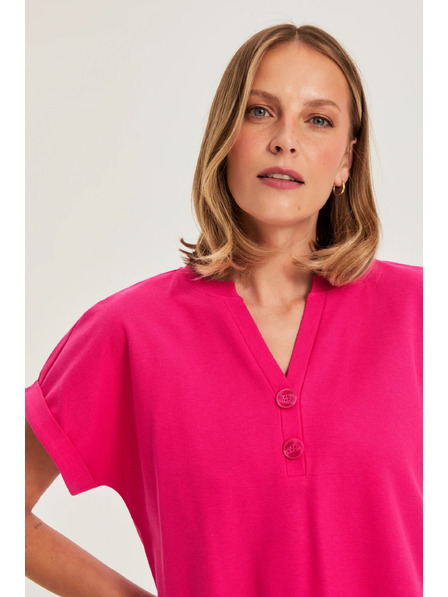 Moodo Bluză cu decolteu în V fucsia Moodo