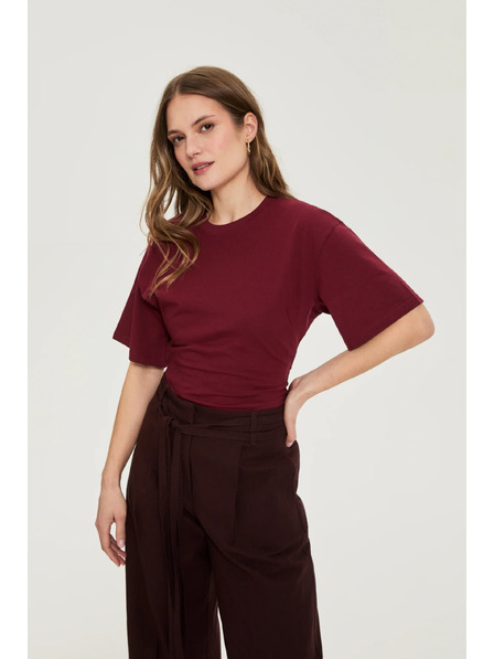 Moodo Tricou cu maneci late burgundy Moodo