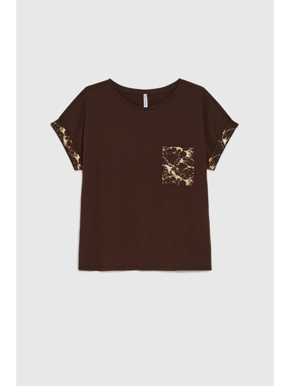 Moodo Tricou cu buzunar maro Moodo