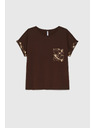 Moodo Tricou cu buzunar maro Moodo