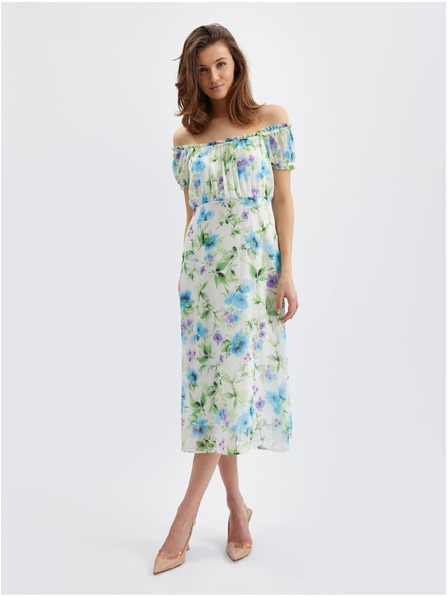 Orsay Rochie florală pentru femei, albastru și crem ORSAY