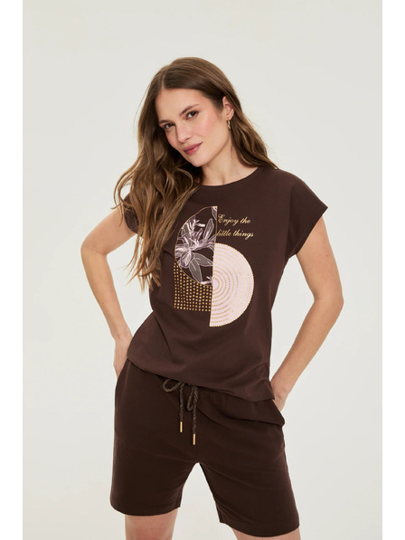Moodo Tricou Moodo maro cu imprimeu