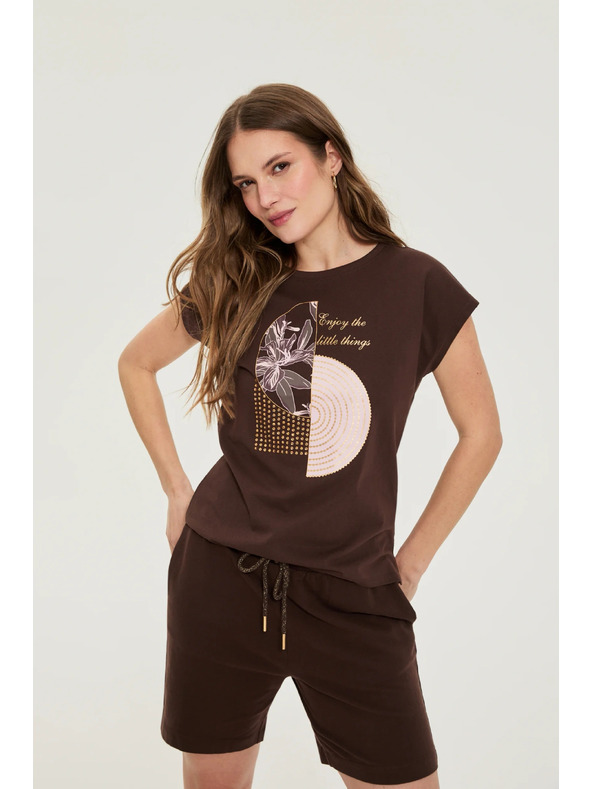 Moodo Tricou Moodo maro cu imprimeu