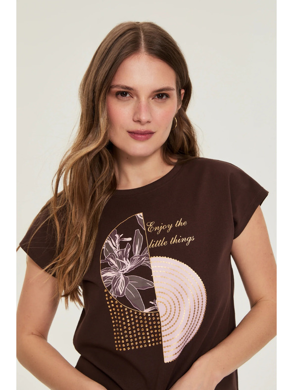 Moodo Tricou Moodo maro cu imprimeu
