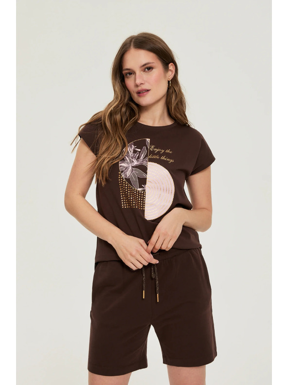 Moodo Tricou Moodo maro cu imprimeu