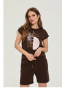 Moodo Tricou Moodo maro cu imprimeu