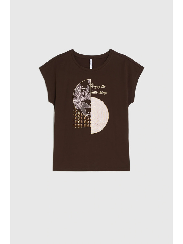 Moodo Tricou Moodo maro cu imprimeu
