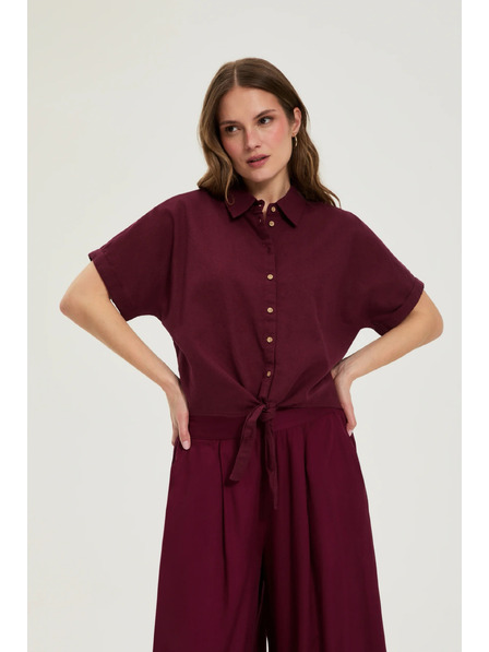Moodo Cămașă Moodo burgundy cu legătură