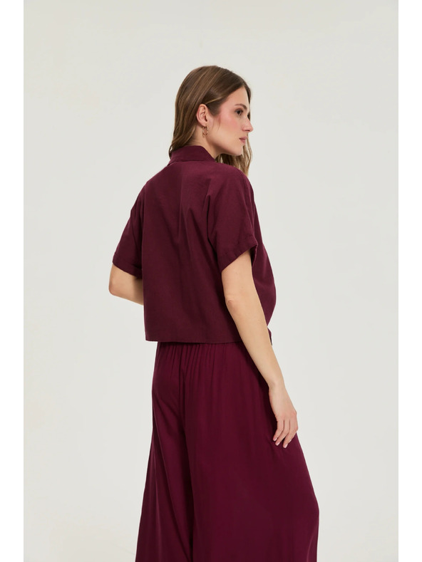 Moodo Cămașă Moodo burgundy cu legătură