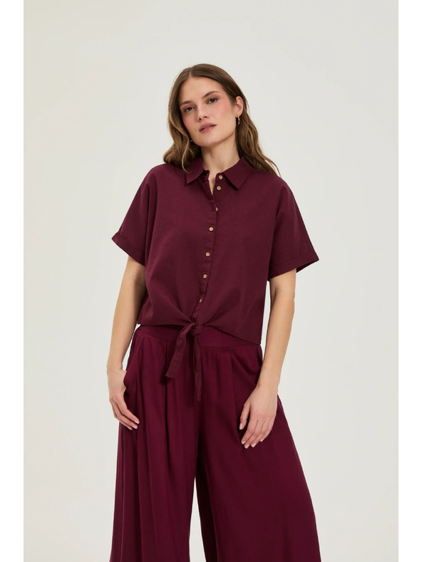 Moodo Cămașă Moodo burgundy cu legătură