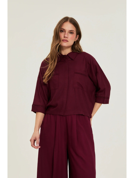 Moodo Cămașă Moodo burgundy din viscoză