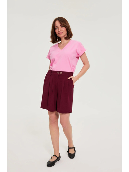 Moodo Pantaloni scurți Moodo burgundy netezi