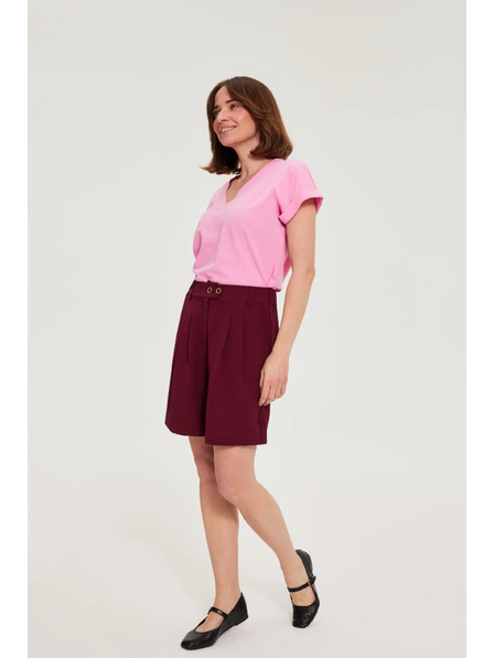 Moodo Pantaloni scurți Moodo burgundy netezi