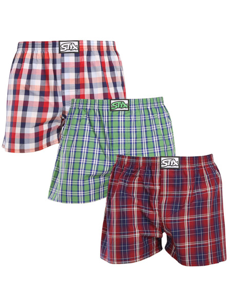 Styx Set de trei pantaloni scurți bărbătești Styx cu elastic clasic multicolori