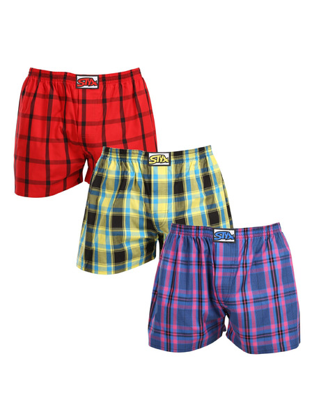 Styx Set de trei pantaloni scurți bărbătești Styx cu elastic clasic multicolori
