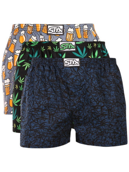 Styx Set de trei - pantaloni scurți bărbătești Styx art bandă clasică multicolori