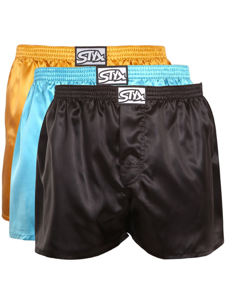 Styx Set de trei - pantaloni scurți bărbătești Styx bandă clasică satin multicolori