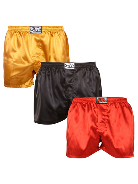 Styx Set de trei - pantaloni scurți bărbătești Styx bandă clasică satin multicolori