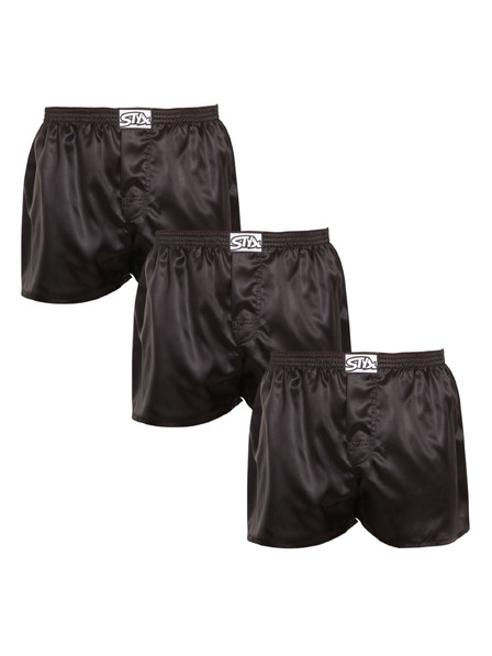 Styx Set de trei - pantaloni scurți bărbătești Styx bandă clasică satin negru