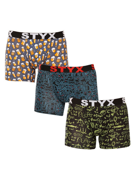 Styx Set de trei - boxeri bărbătești Styx long art bandă sportivă multicolor (3U12672/2)