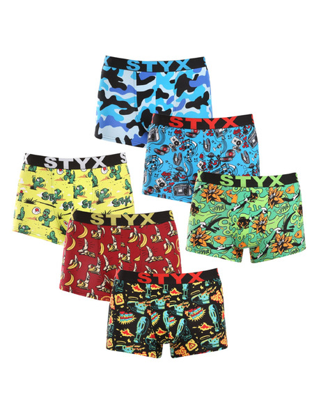 Styx Set de șase - boxeri bărbătești Styx art bandă sportivă multicolor
