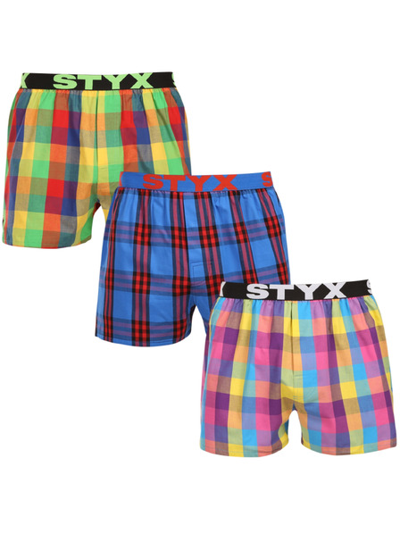Styx Set de trei - pantaloni scurți bărbătești Styx bandă sportivă multicolori