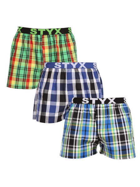 Styx Set de trei - pantaloni scurți bărbătești Styx bandă sportivă multicolori