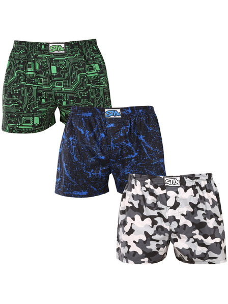 Styx Set de trei - pantaloni scurți bărbătești Styx art bandă clasică multicolori