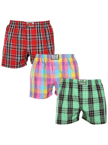 Styx Set de trei pantaloni scurți bărbătești Styx cu elastic clasic multicolori