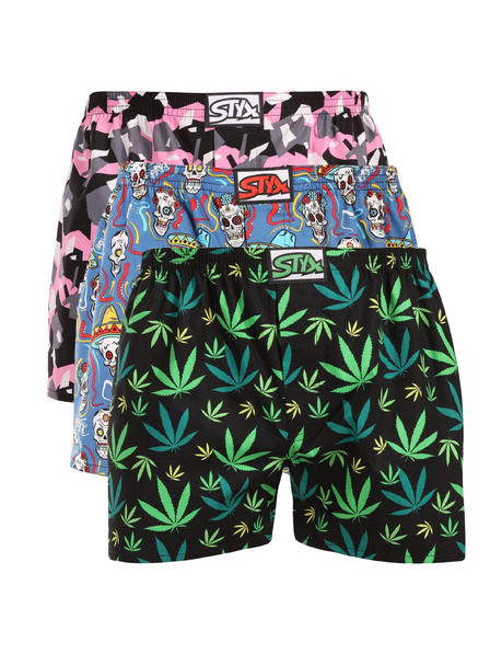 Styx Set de trei - pantaloni scurți bărbătești Styx art bandă clasică multicolori