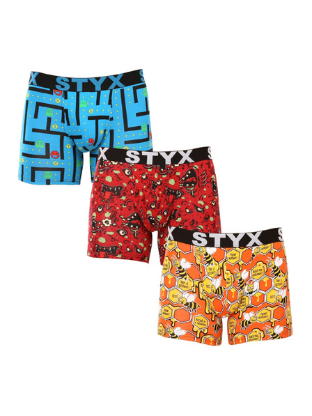 Styx Set de trei - boxeri bărbătești Styx long art bandă sportivă multicolori