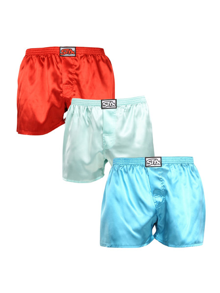 Styx Set de trei - pantaloni scurți bărbătești Styx bandă clasică satin multicolori