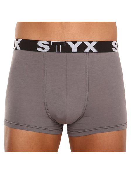 Styx Set de trei - boxeri bărbătești Styx bandă sportivă gri închis supradimensionat