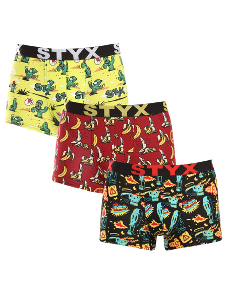 Styx Set de trei - boxeri bărbătești Styx art bandă sportivă multicolor